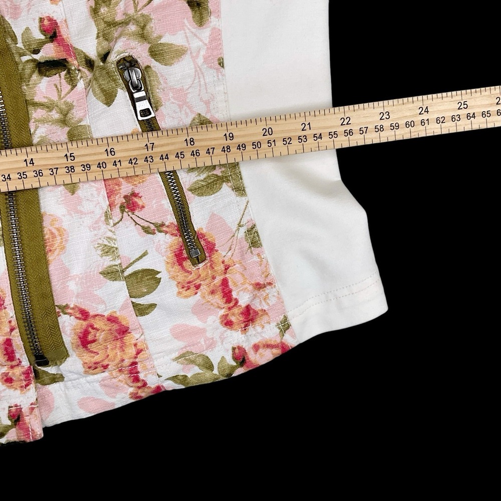 Lane Bryant Jacket Women 18 Ivory Pink Floral Long Sleeve Zip Moto Pockets NWT - Picture 11 of 16